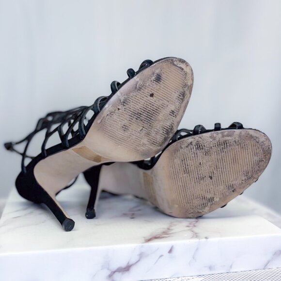 Steve Madden Sexy Slithur Black Nubuck Caged Heel - Picture 6 of 12